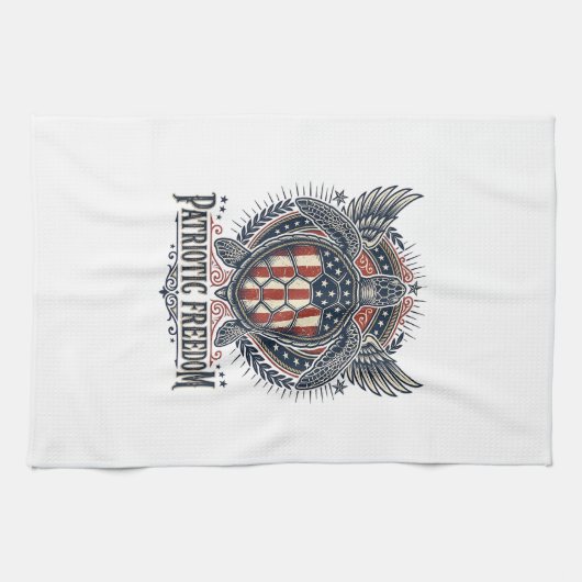 Patriottische zeeschildpad theedoek (Horizontaal)
