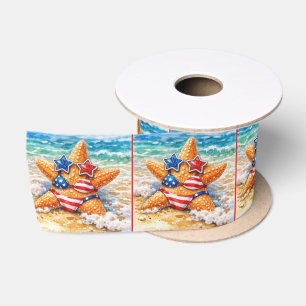 Patriottische Zeester in Strandzand Satijnen Lint