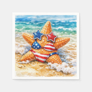 Patriottische Zeester in Strandzand Servet