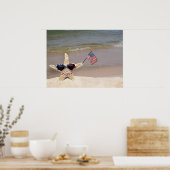 Patriottische zeester met Amerikaanse vlag Poster (Keuken)