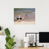 Patriottische zeester met Amerikaanse vlag Poster (Thuiskantoor)