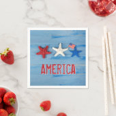 Patriottische zeester met Amerikaanse vlag Servet (Insitu)