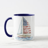 Patriottische Zeilboot Kust-Americana Koffiemok Mok (Links)
