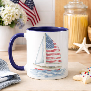Patriottische Zeilboot Kust-Americana Koffiemok Mok