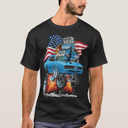Patriottische zestigheden Amerikaanse spierwagen m T-shirt (Voorkant)