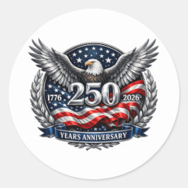 Patriottische Zilveren Vleugels van de Vrijheid Ronde Sticker