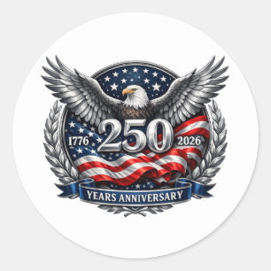 Patriottische Zilveren Vleugels van de Vrijheid Ronde Sticker