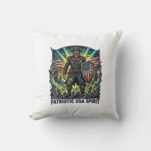 Patriottische Zombie Patriottische Generaal Zombie Kussen (Voorkant)