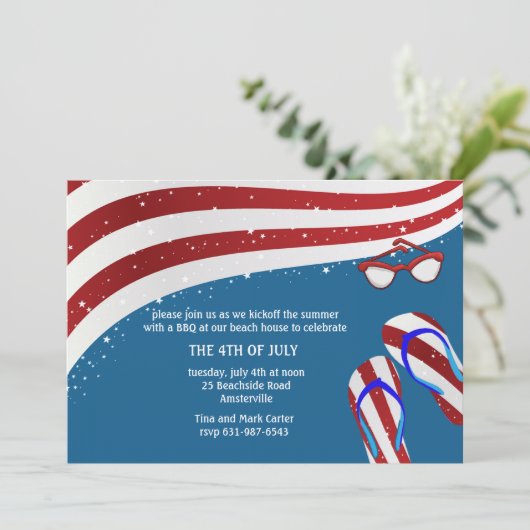 Patriottische Zomer Leuke Uitnodiging (Staand voorkant)