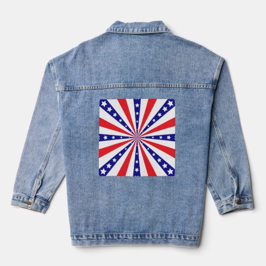 Patriottische Zonne Uitbarsting Denim Jacket (Achterkant)