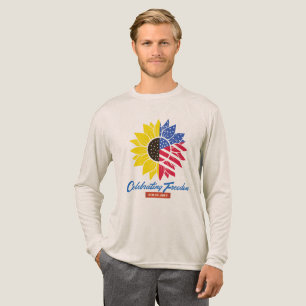 Patriottische zonnebloem 4 juli lange mouw T-shirt
