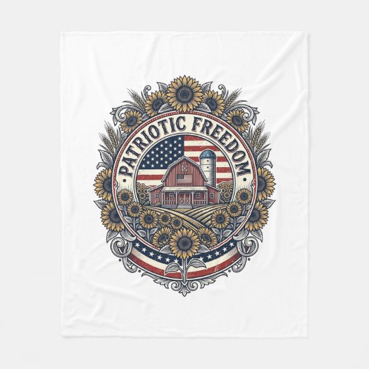 Patriottische zonnebloem boerderij vector grafisch fleece deken (Voorkant)