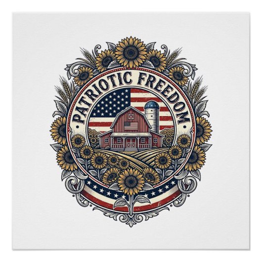 Patriottische zonnebloem boerderij vector grafisch perfect poster (Voorkant)