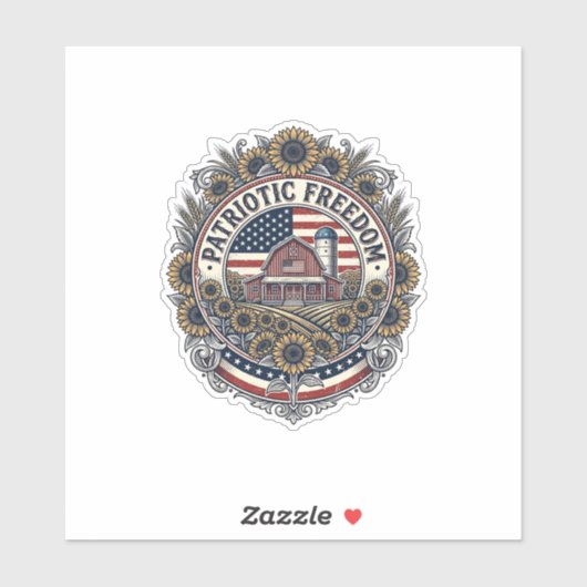 Patriottische zonnebloem boerderij vector grafisch sticker (Vel)