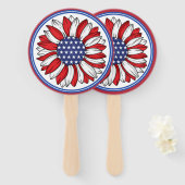 Patriottische zonnebloem handwaaier (Voorkant en achterkant)