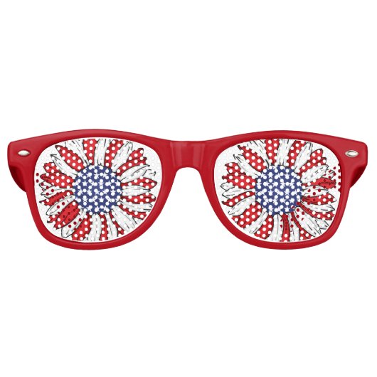 Patriottische zonnebloem retro zonnebril (Voorkant)