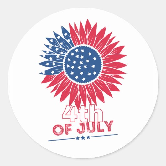 Patriottische Zonnebloem Vierde juli Bloemen Ronde Sticker (Voorkant)
