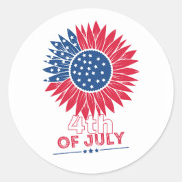 Patriottische Zonnebloem Vierde juli Bloemen Ronde Sticker