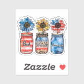 Patriottische zonnebloemen in potten | God zegende Sticker (Vel)