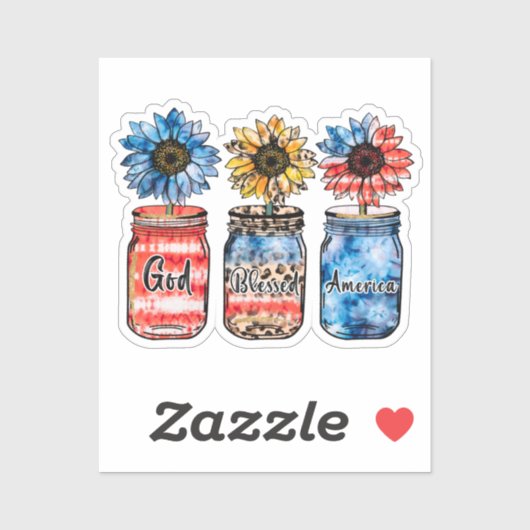 Patriottische zonnebloemen in potten | God zegende Sticker (Vel)