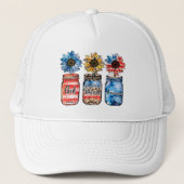 Patriottische zonnebloemen in potten | God zegende Trucker Pet (Voorkant)