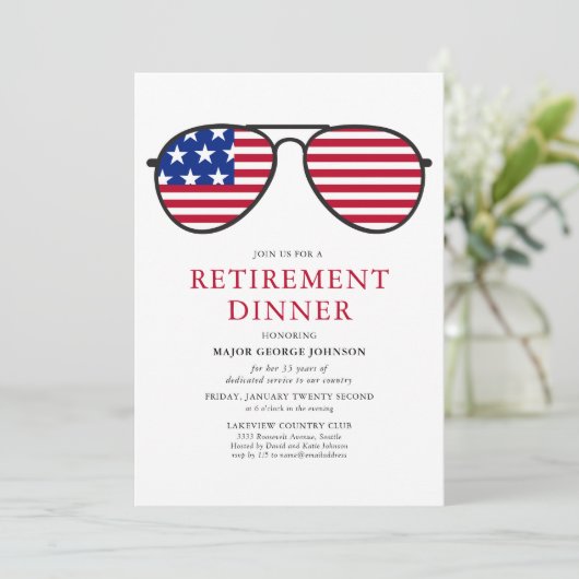 Patriottische Zonnebril Pensioen Diner Kaart (Staand voorkant)