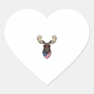 Patriottische zonnebril voor eland Vintage Vector Hart Sticker