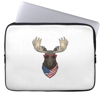 Patriottische zonnebril voor eland Vintage Vector Laptop Sleeve