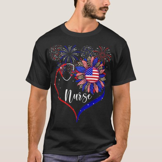 Patriottische zuster 4 juli Amerikaanse vlag Sunfl T-shirt (Voorkant)