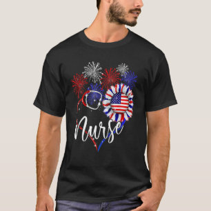 Patriottische zuster 4 juli Amerikaanse vlag Sunfl T-shirt