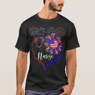Patriottische zuster 4 juli Zonnebloemliefde T-shirt