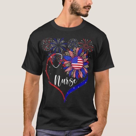 Patriottische zuster 4 juli Zonnebloemliefde T-shirt (Voorkant)