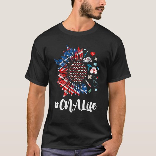 Patriottische zuster Cna 4 juli Amerikaanse vlag S T-shirt (Voorkant)