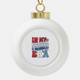 Patriottische Zwangere Tijd Vintage Zwangerschap T Keramische Bal Ornament