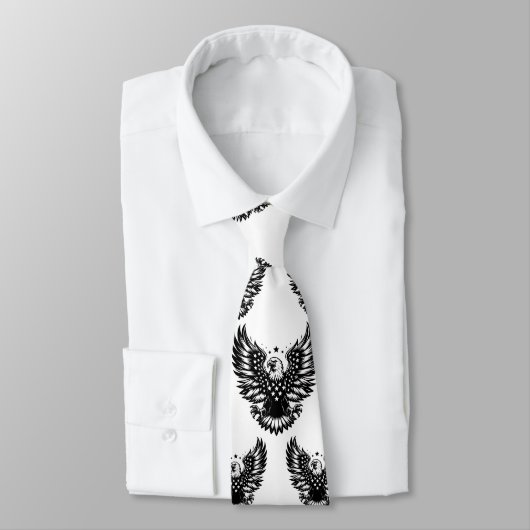 Patriottische zwart-wit Amerikaanse vlag Bald Eagl Stropdas (Gebonden)