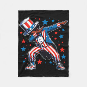 Patriottische zwarte dabbing-jongen 4 juli Amerika Fleece Deken