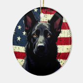 Patriottische Zwarte Duitse Herder Amerikaanse vla Keramisch Ornament (Links)