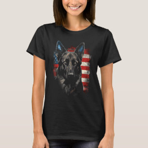 Patriottische zwarte Duitse herder Amerikaanse vla T-shirt