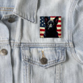 Patriottische Zwarte Duitse Herder Amerikaanse vla Vierkante Button 5,1 Cm (In situ)