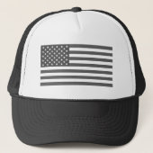 Patriottische zwarte en witte grijze Amerikaanse v Trucker Pet (Voorkant)