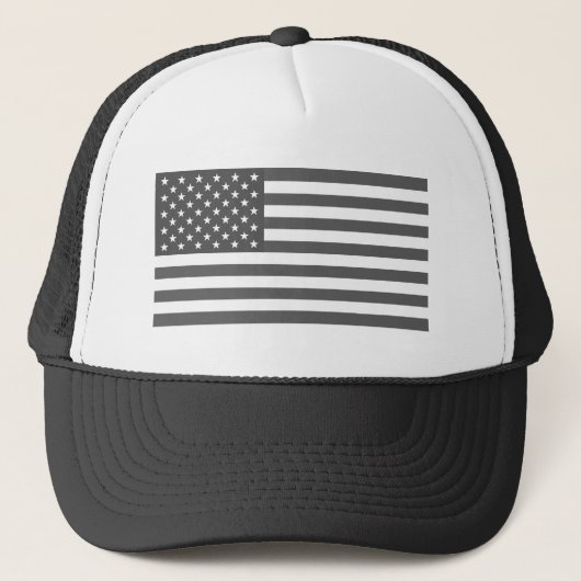 Patriottische zwarte en witte grijze Amerikaanse v Trucker Pet (Voorkant)