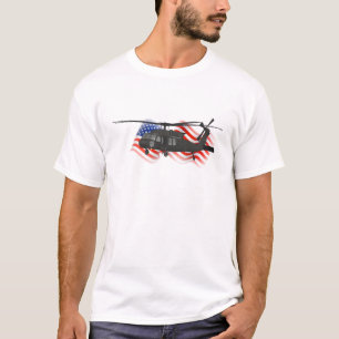 Patriottische zwarte Hawk UH-60 militaire helikopt T-shirt