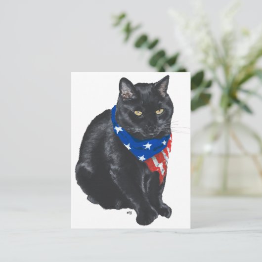 Patriottische zwarte kat briefkaart (Staand voorkant)