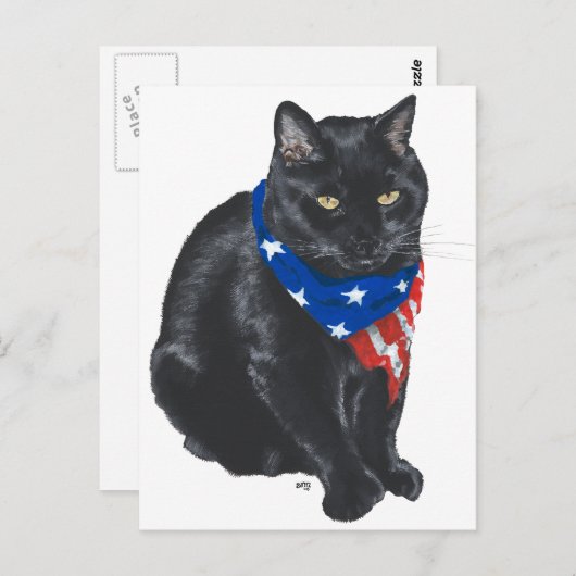 Patriottische zwarte kat briefkaart (Voorkant / Achterkant)