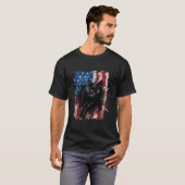 Patriottische zwarte kat gescheurd Amerikaanse vla T-shirt (Voorkant volledig)