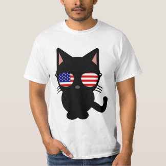 Patriottische Zwarte Kat Grappige T-shirt Zonnebri