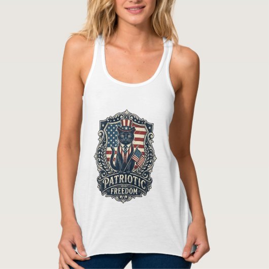 Patriottische Zwarte Kat Vector Grafische T-shirt (Voorkant)