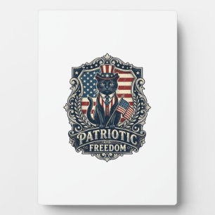 Patriottische Zwarte Kat Vector Grafische T-shirt  Fotoplaat