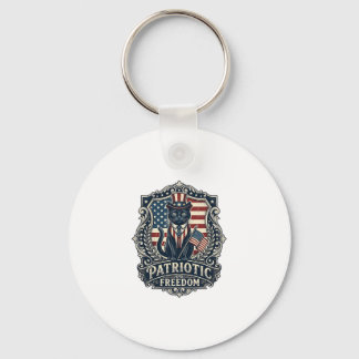 Patriottische Zwarte Kat Vector Grafische T-shirt  Sleutelhanger
