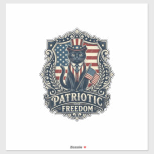 Patriottische Zwarte Kat Vector Grafische T-shirt  Sticker